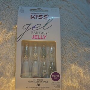 KISS Gel Fantasy Jelly Nails with Glitter and Floral Design